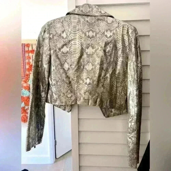 Y2K Genuine leather Bebe Metallic Snake Crop Jacket - Picture 2 of 3